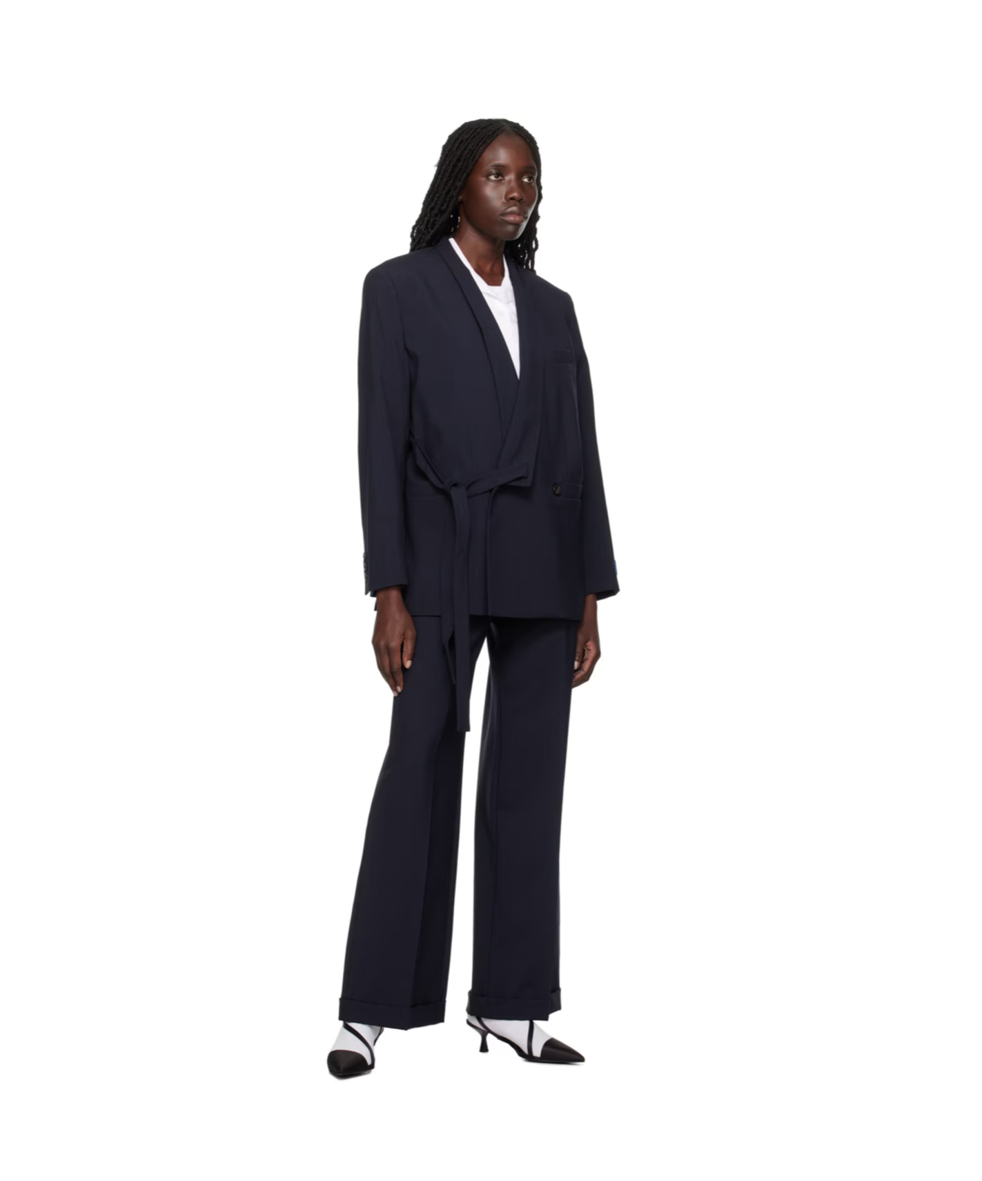 Kenzo Finely Cut Wool Casual Trousers In Black