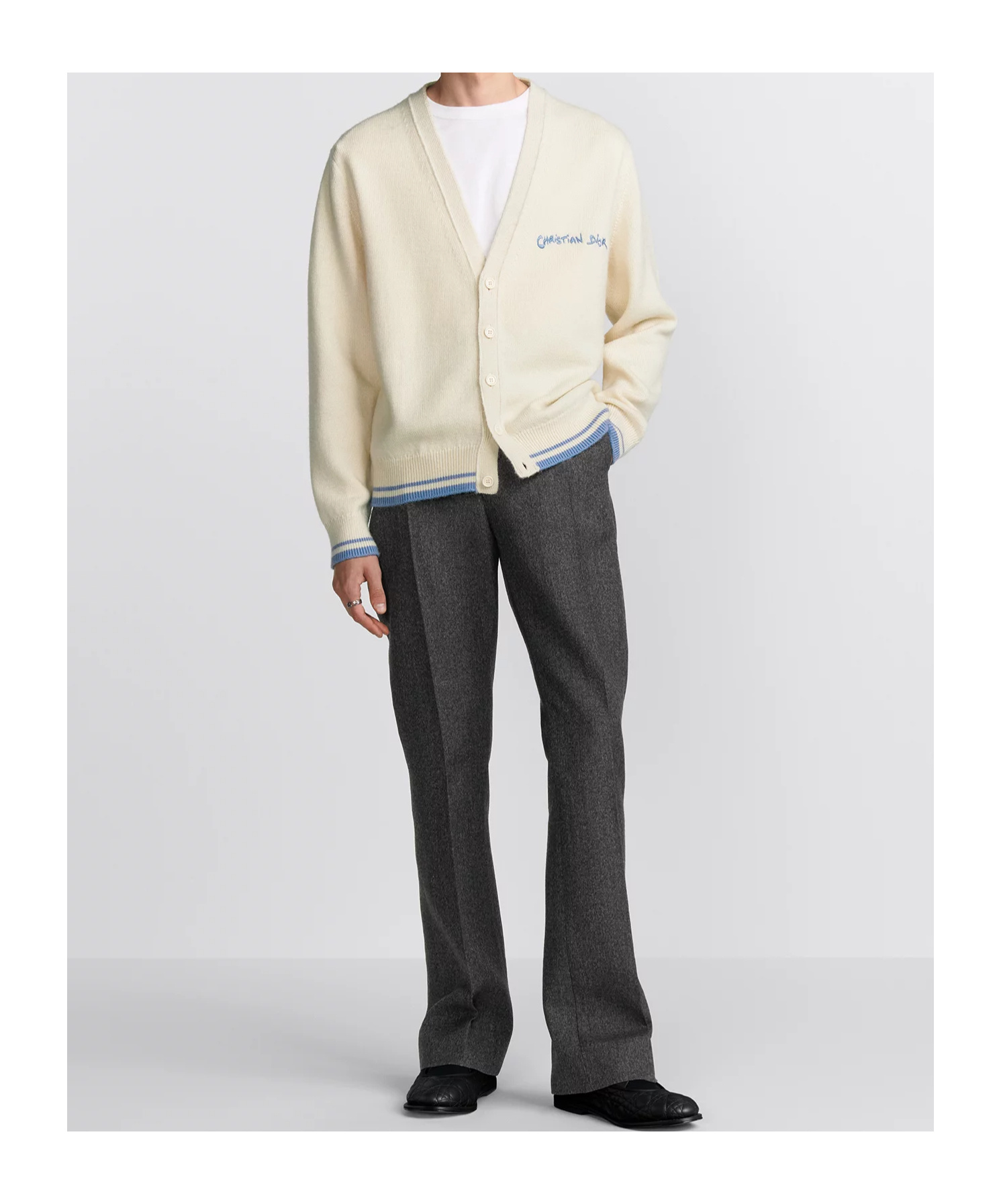 Dior V-neck Wool Cardigan In Nude