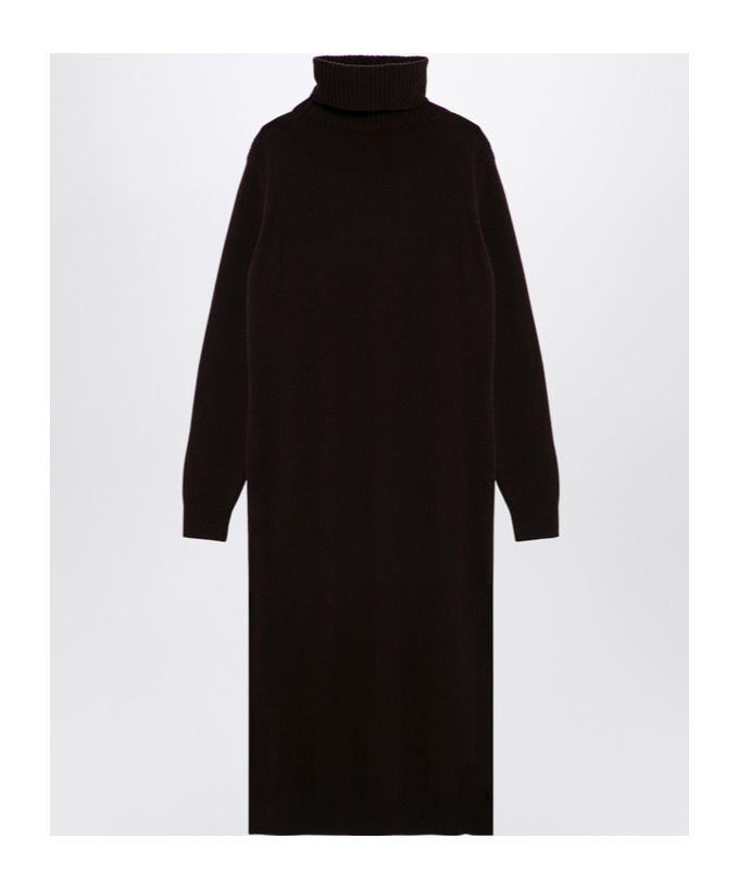 Roberto Collina Brown Cashmere Blend Turtleneck Dress In Black