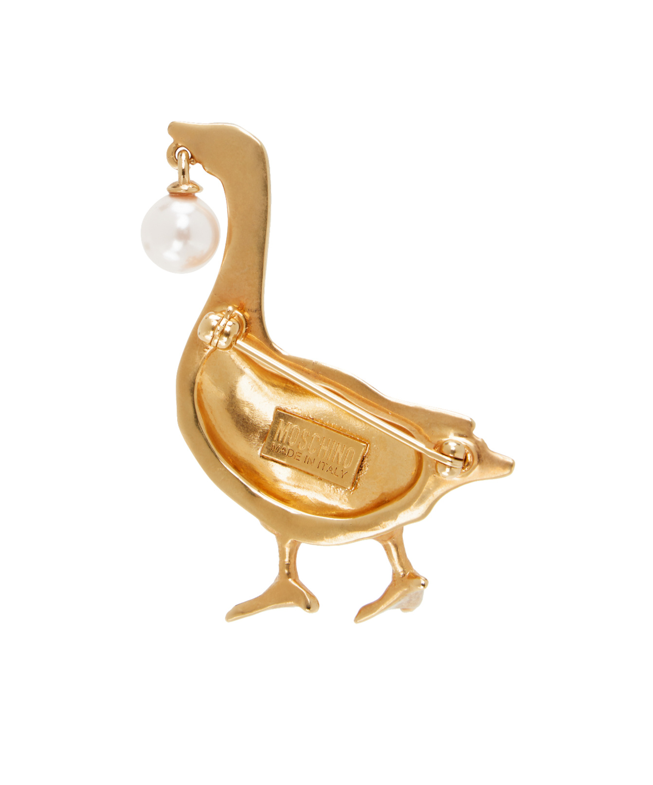 Moschino Archive Goose Brooch In Gold