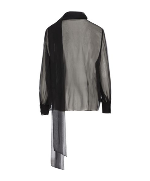 Valentino Scarf Detailed Long-sleeved Shirt In Black