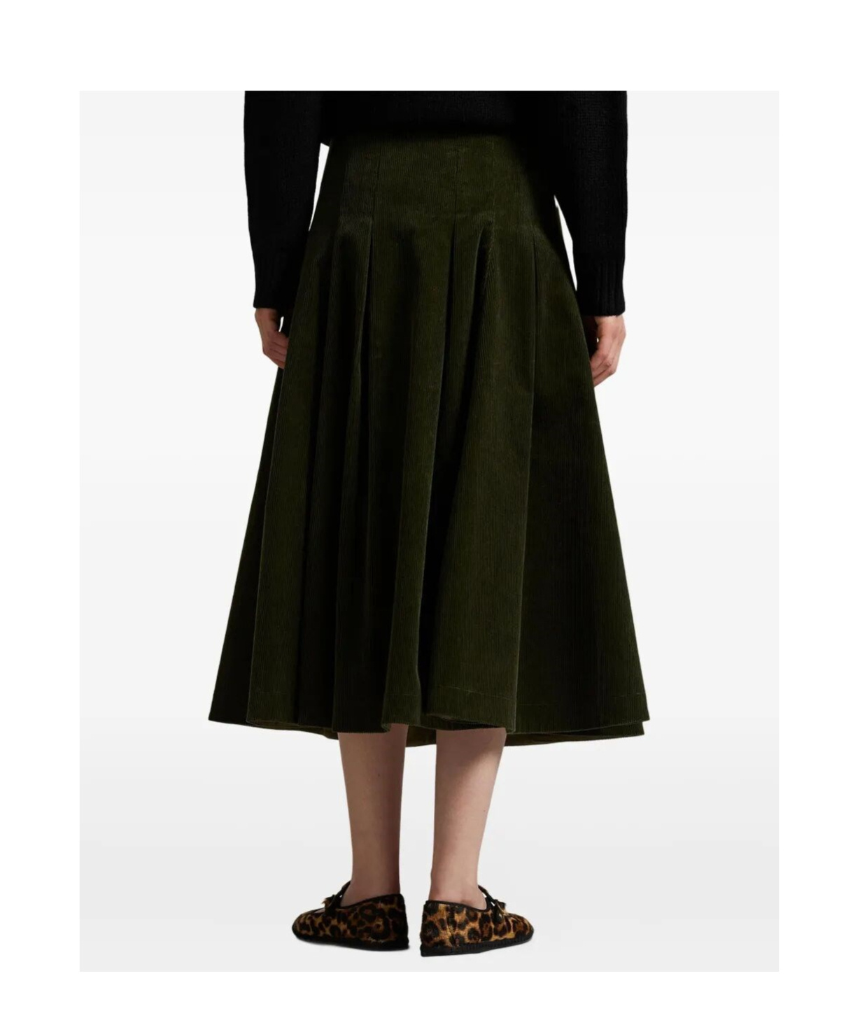 Polo Ralph Lauren Pleated Midi Skirt In Green