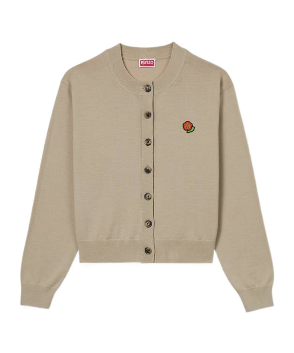 Kenzo Embroidered Cardigan In Nude