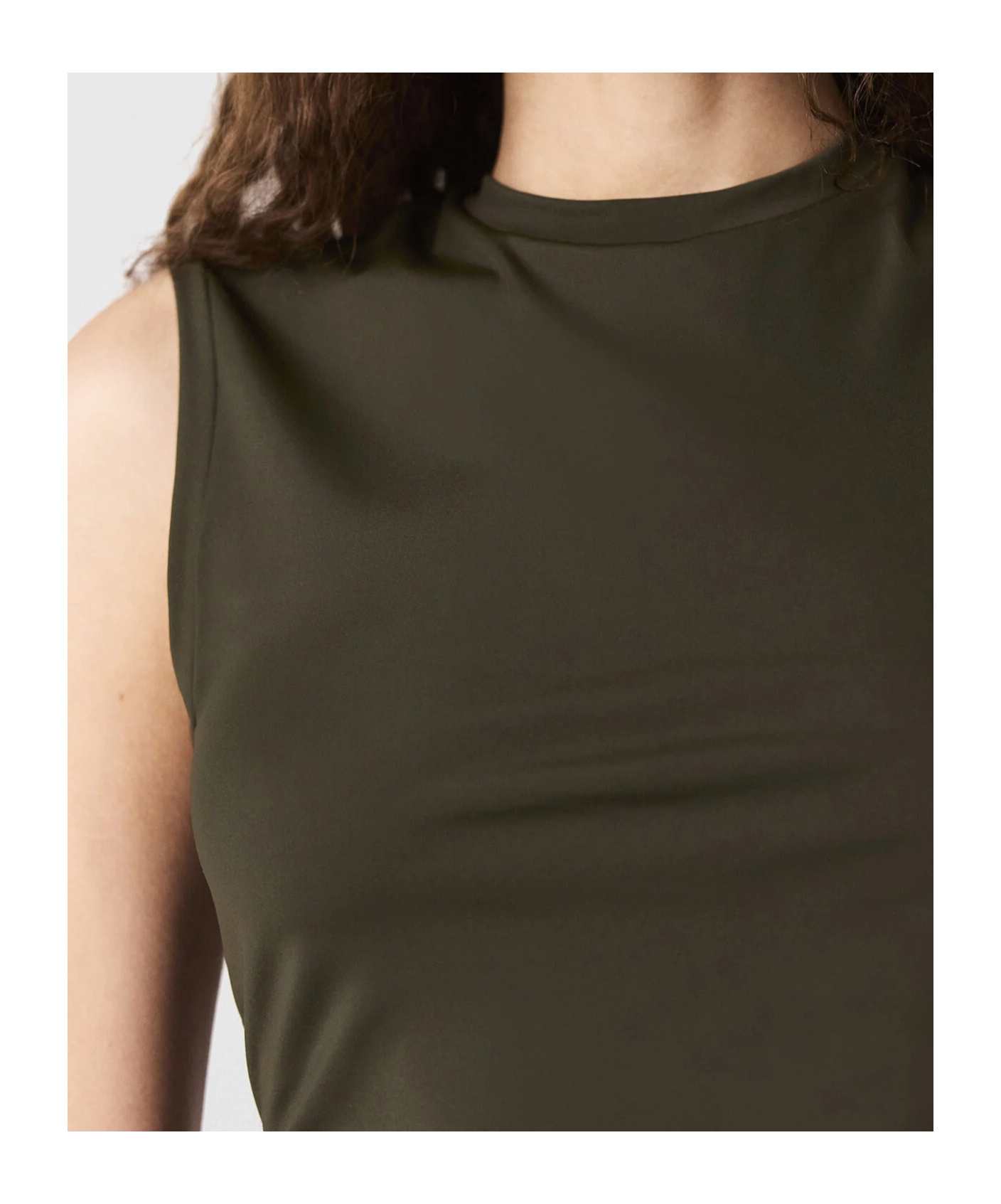 Stella Mccartney Sleeveless Crewneck Twist Mesh Midi Dress In Brown