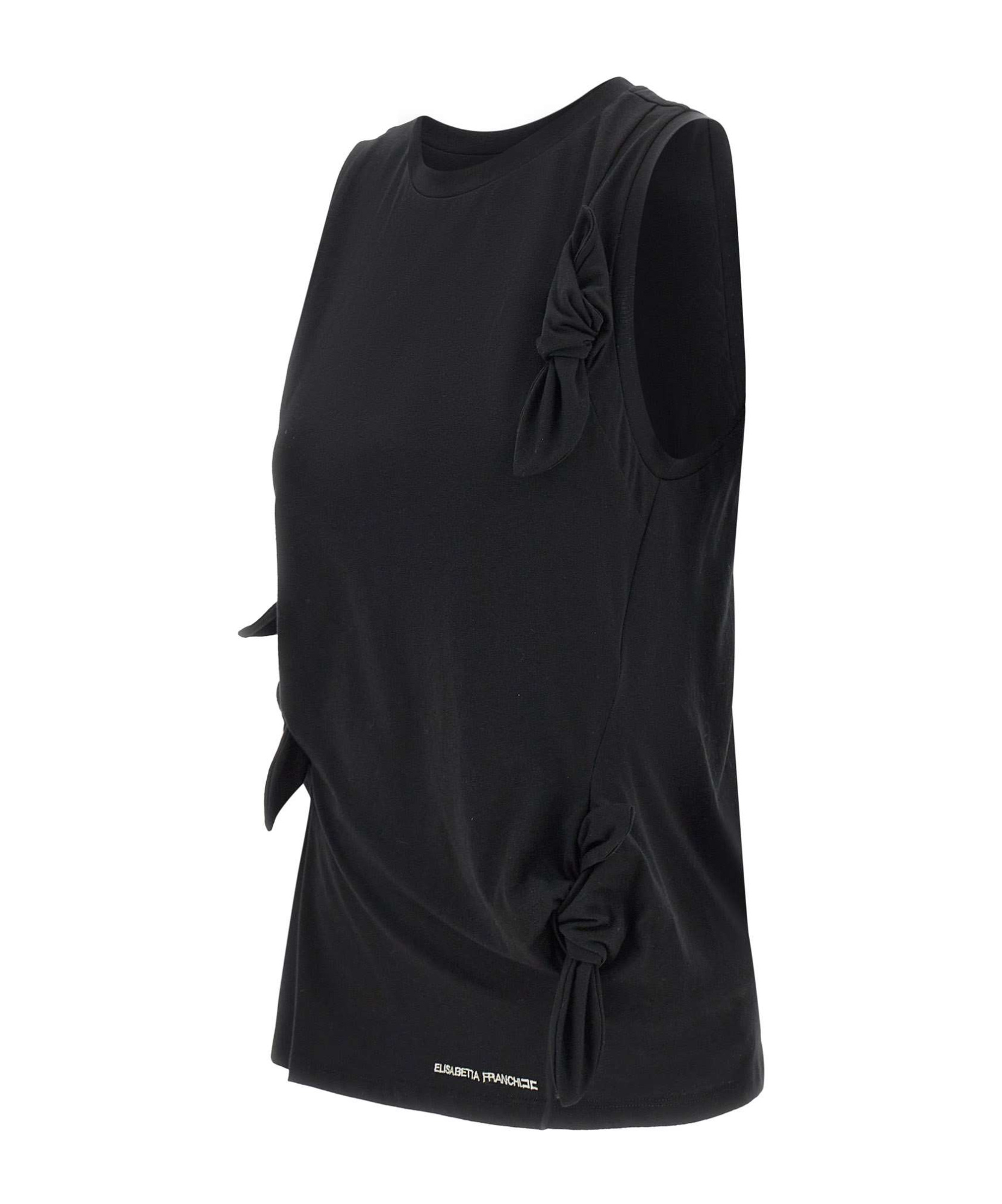 Elisabetta Franchi Sleeveless Top With Bows And Draping In Black