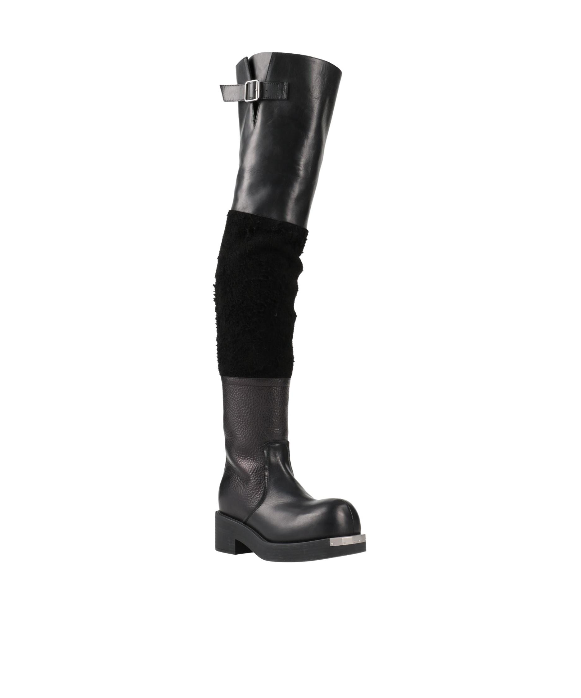 Mm6 Maison Margiela Solid Color Glossy Platform Boots In Black
