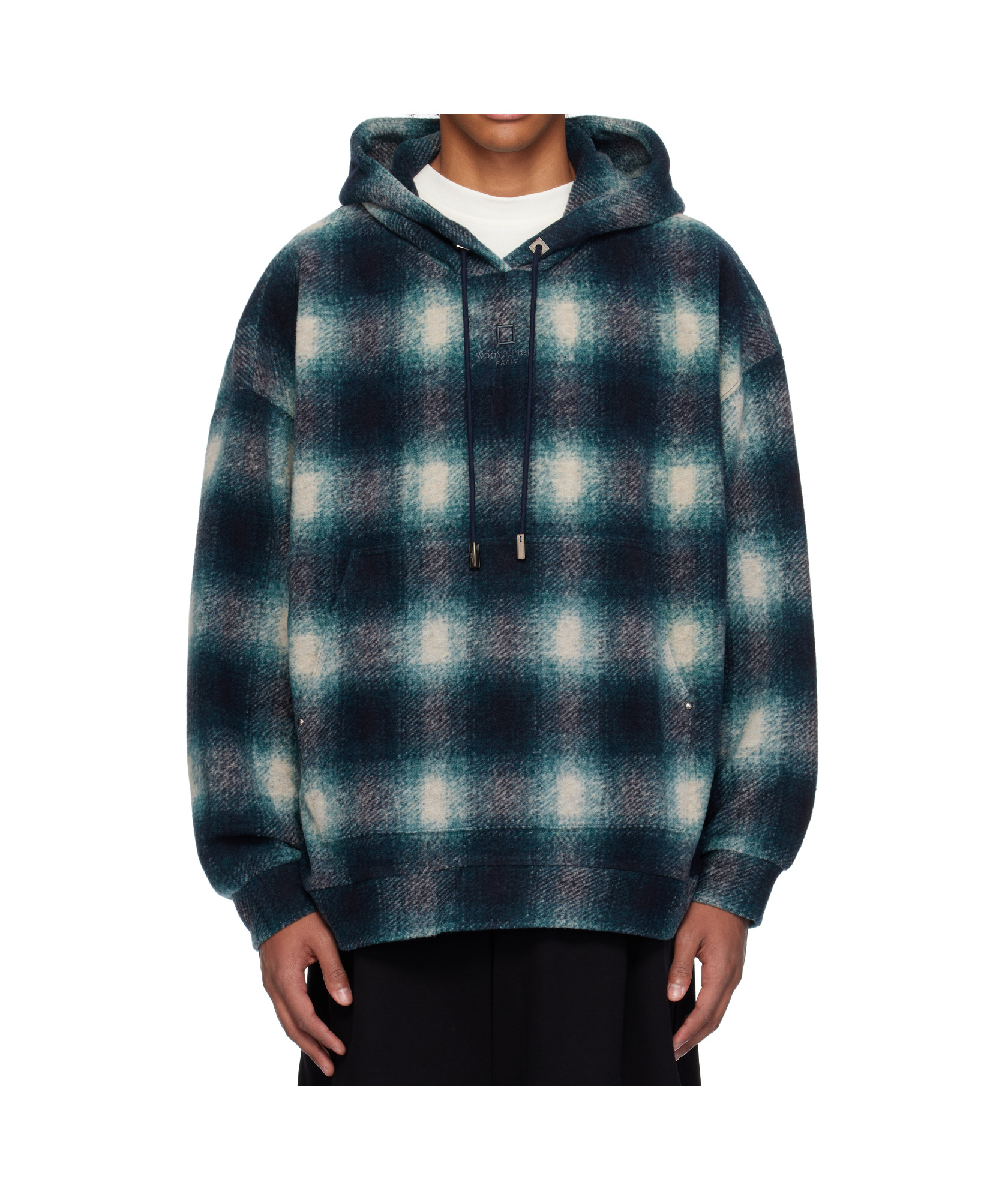 Wooyoungmi Flannel Check Hoodie In Blue