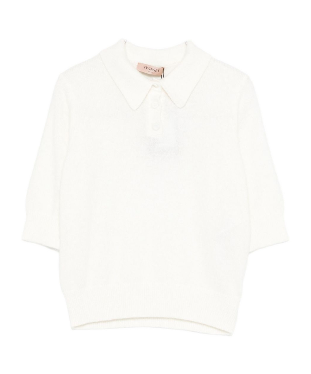 Twinset Brushed-effect Polo Top In White