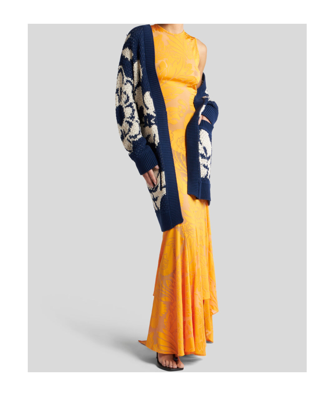 Etro Orange Long Dress With Semi-transparent Design And Cut Out Detail On The Back In Viscose Blend Woman In Yellow