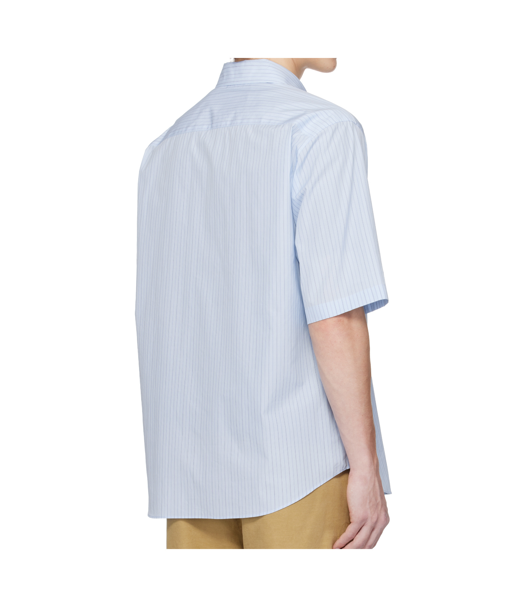 Auralee Blue Suvin High Count Cloth Stripe Shirt In White