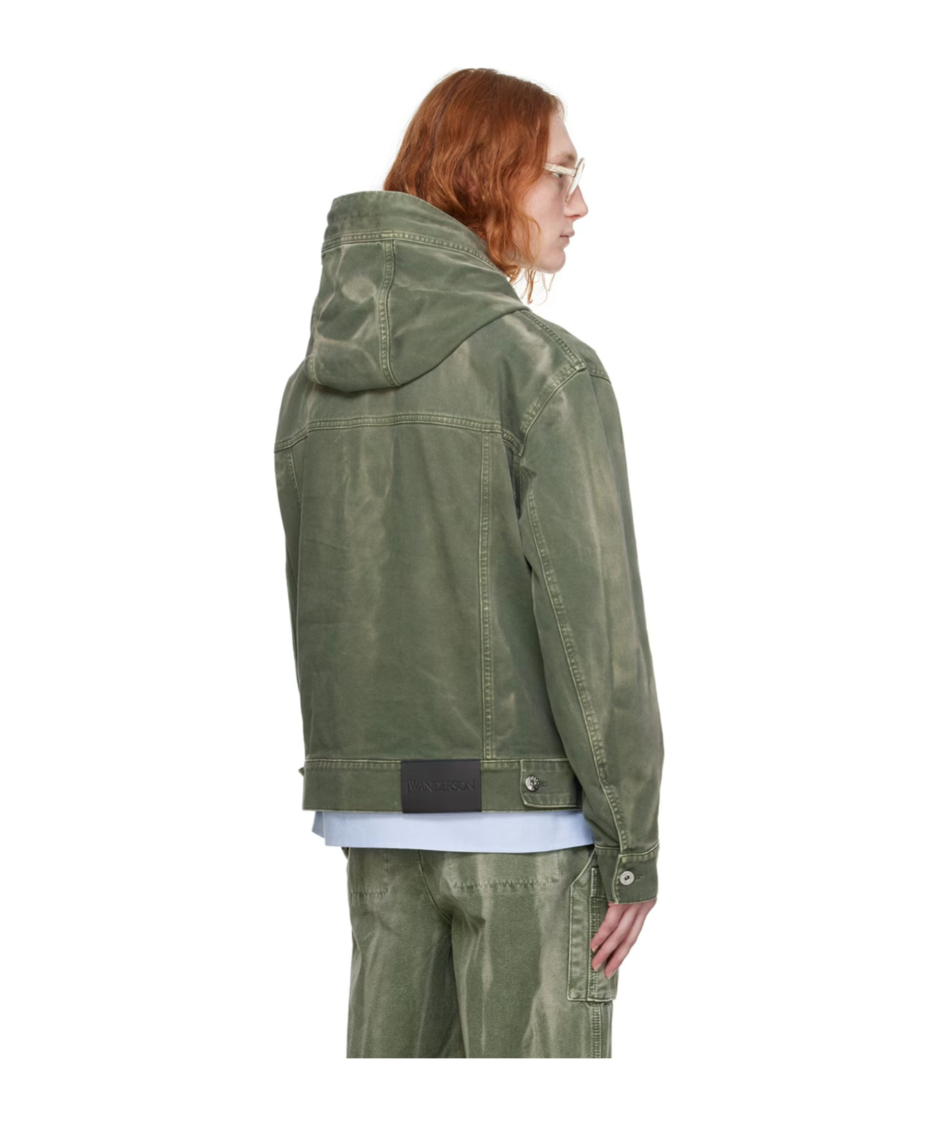 Jw Anderson Long Sleeved Hooded Hooded Sweater In Green