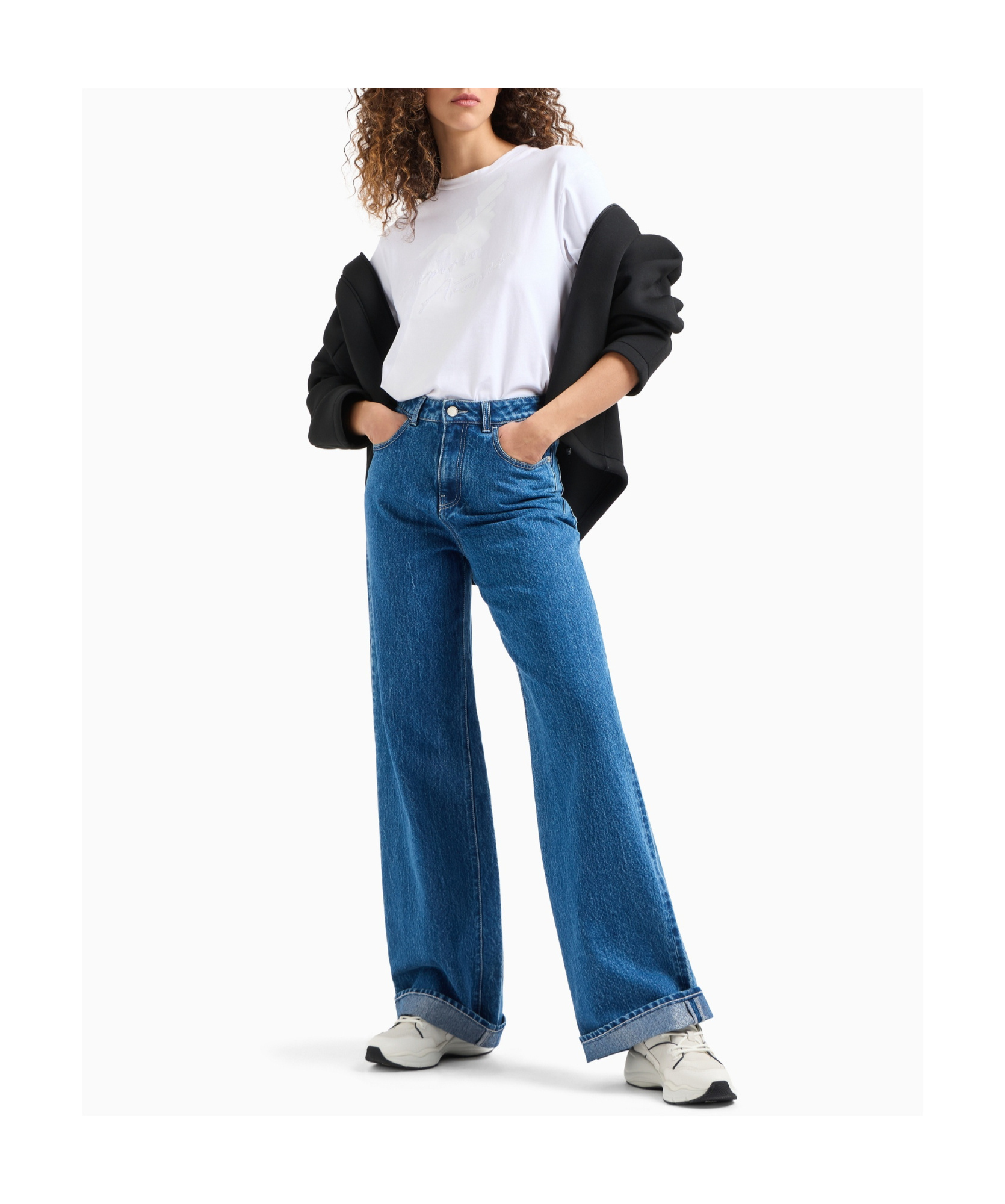 Shop Emporio Armani Open-necked Black Shirt In White