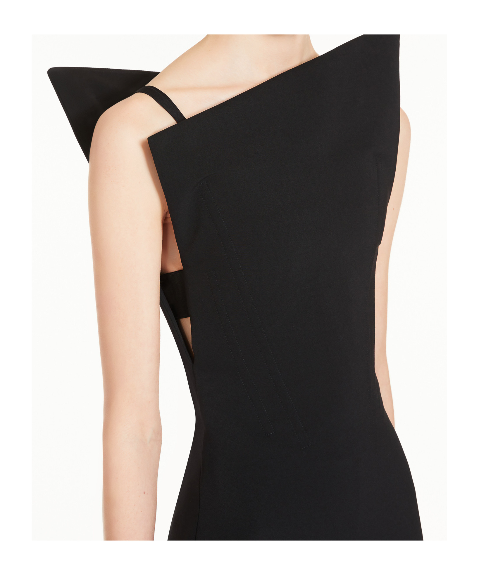 Sportmax Asymmetrical Wool Dress In Black