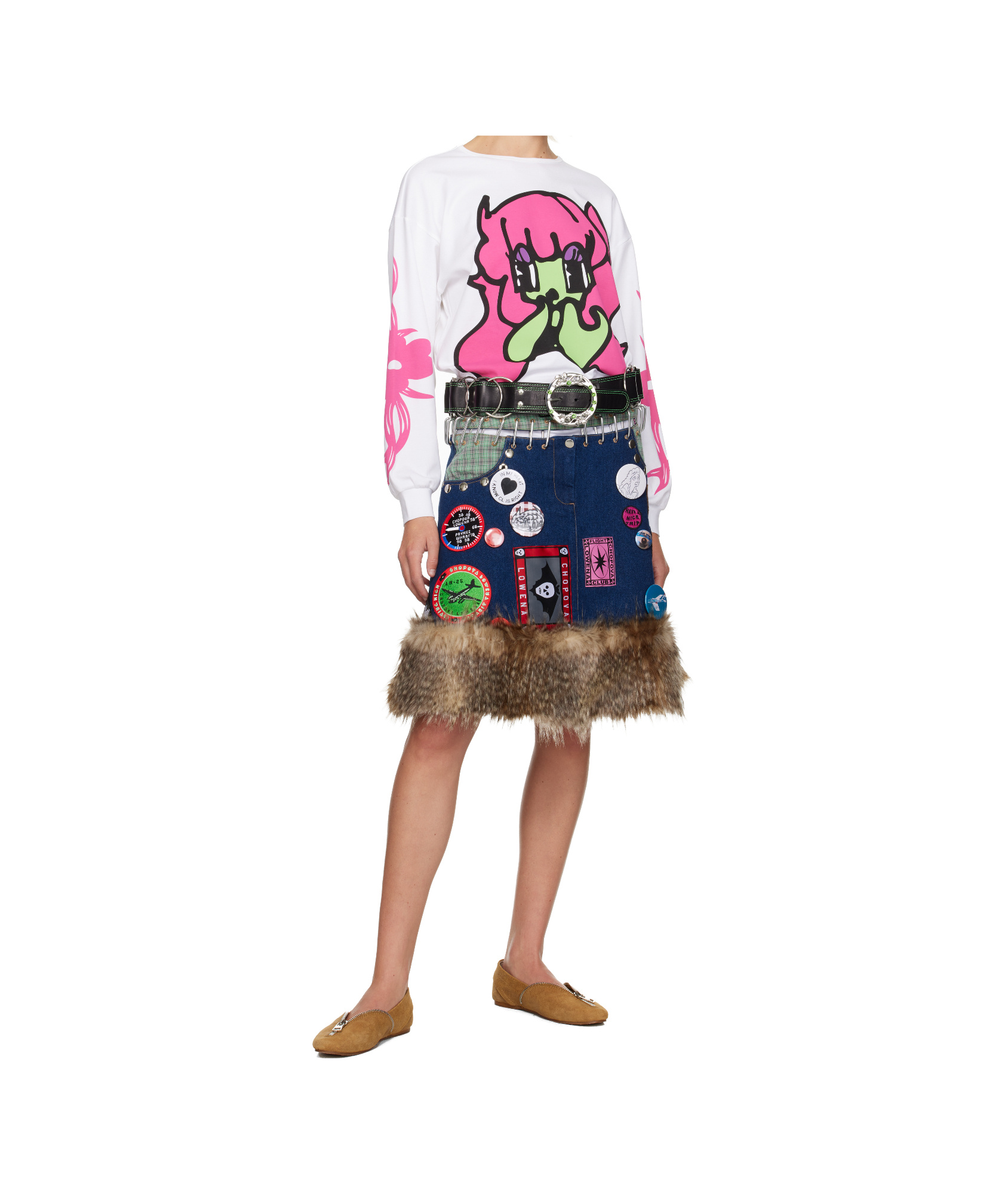 Chopova Lowena Oversized Printed Crew Neck T-shirt In White