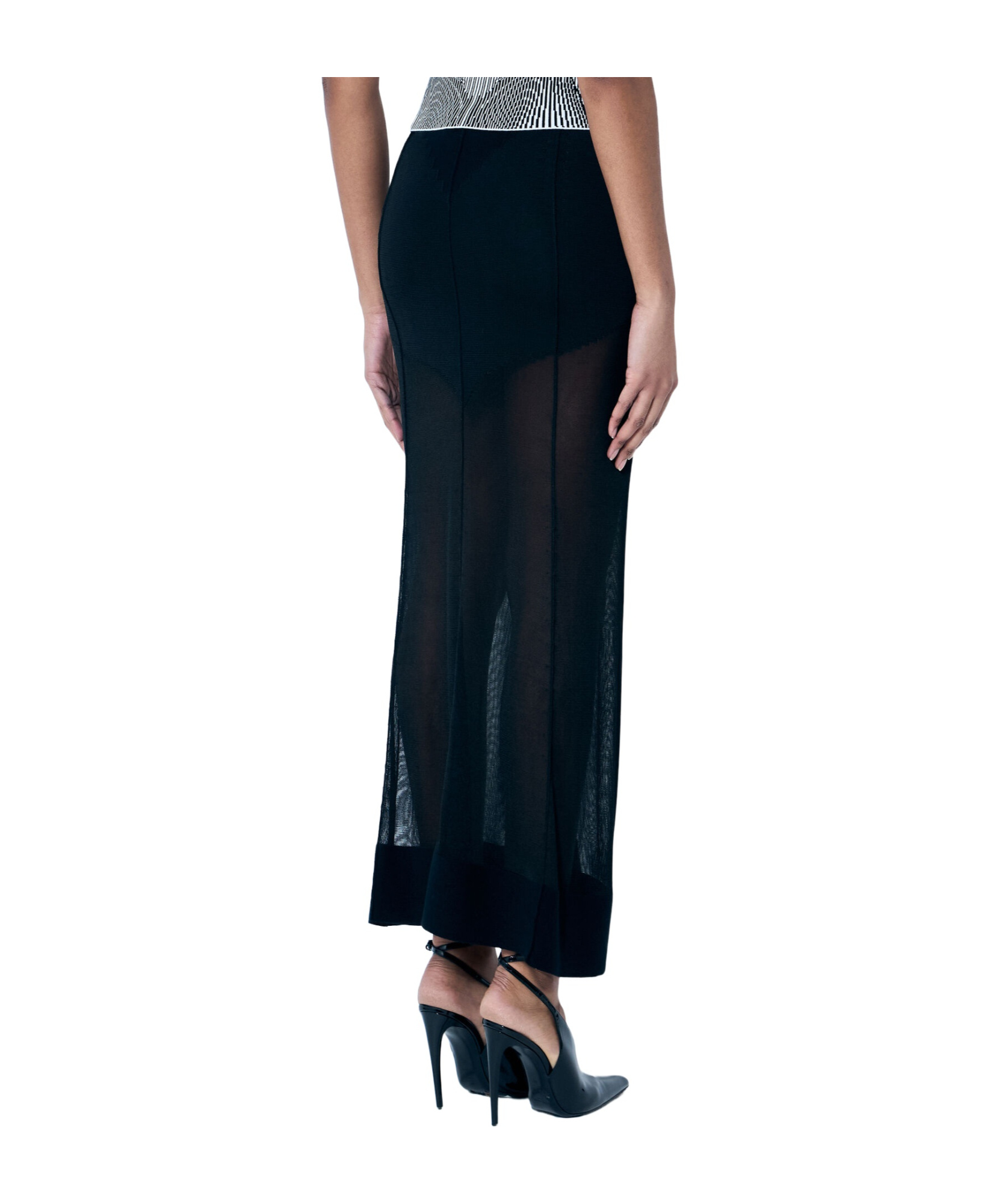 Jean Paul Gaultier Knitted Maxi Skirt In Black