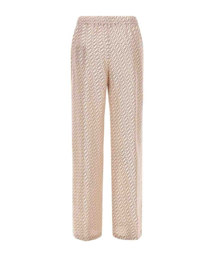 Herno Iconic Print Silk Trousers With Drawstring Waist In Neutral