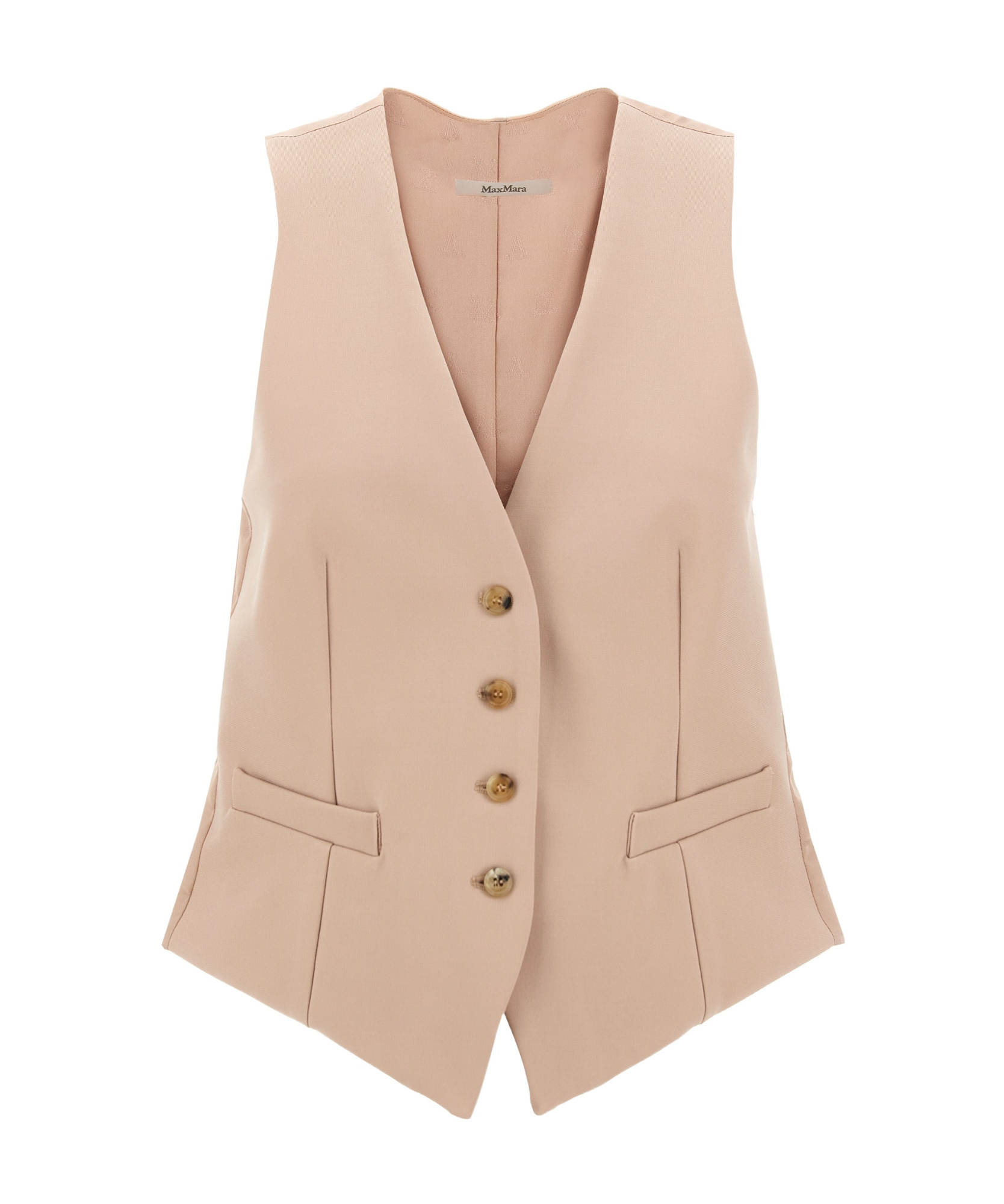 Max Mara Sleeveless V-neck Vest With Adjustable Back Strap In Nude