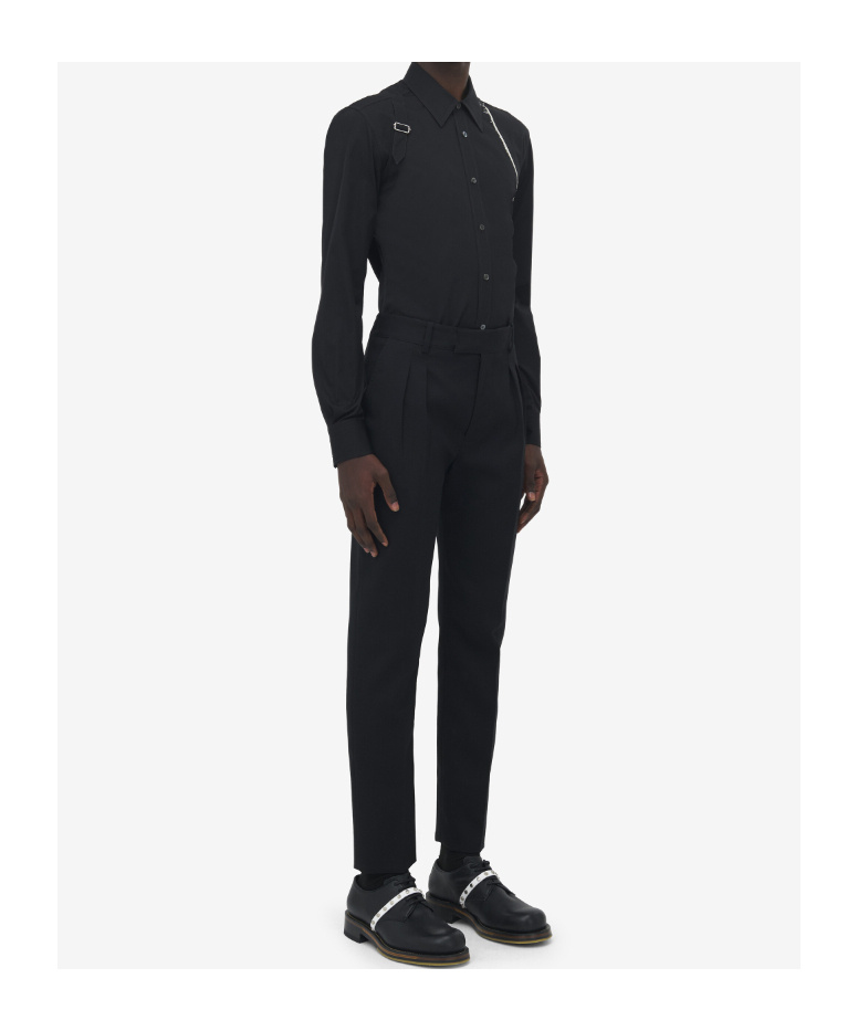 Alexander Mcqueen Men's Wool Mohair Tailored Trousers In Black In Black