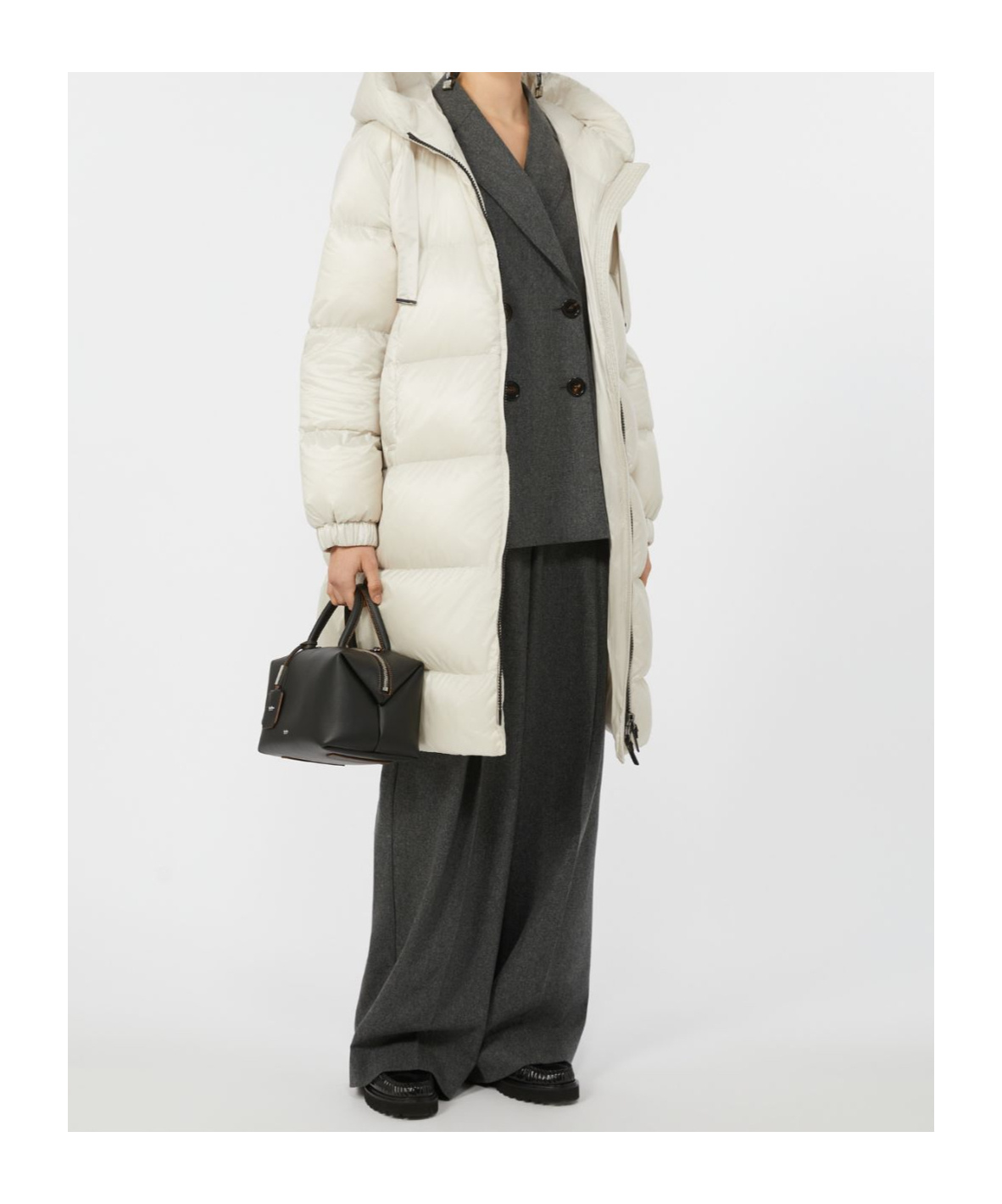 Max Mara Wide-fit Wool Flannel Trousers In Gray