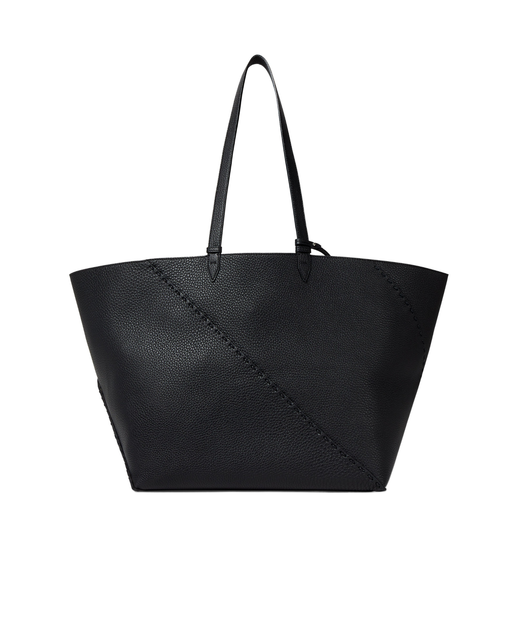 Fendi Shopping Bag Diagonal Selleria Large In Pelle In Black