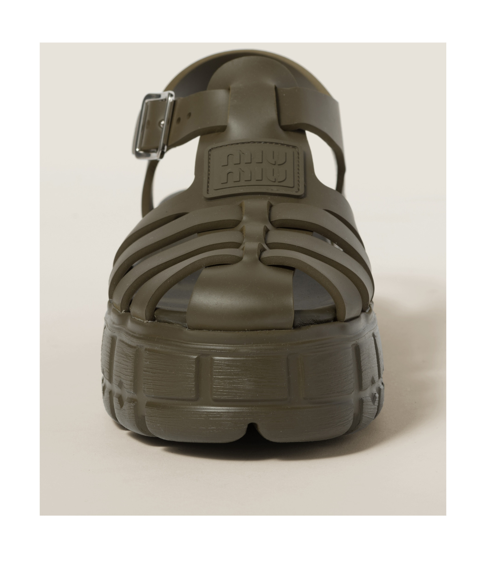 Miu Miu Logo Flat-soled Sandals In Brown