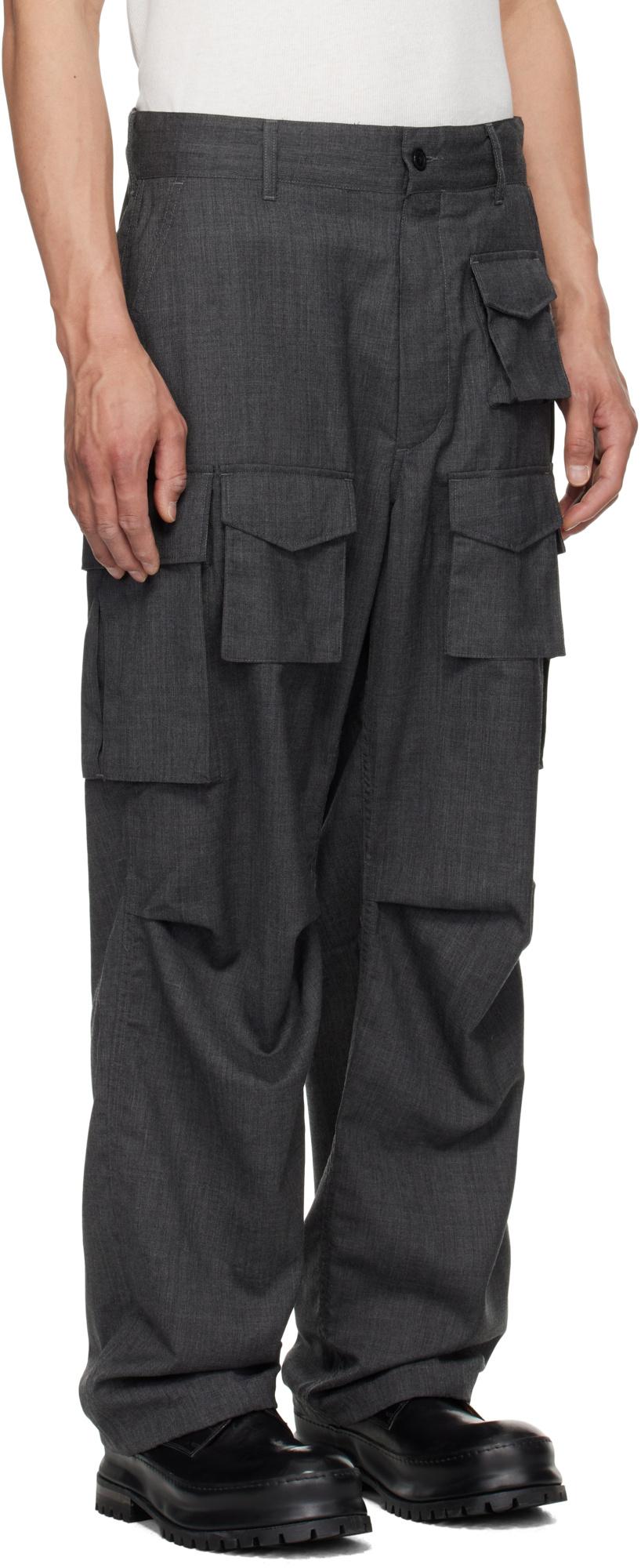 Engineered Garments Gray Fa Cargo Pants In Black