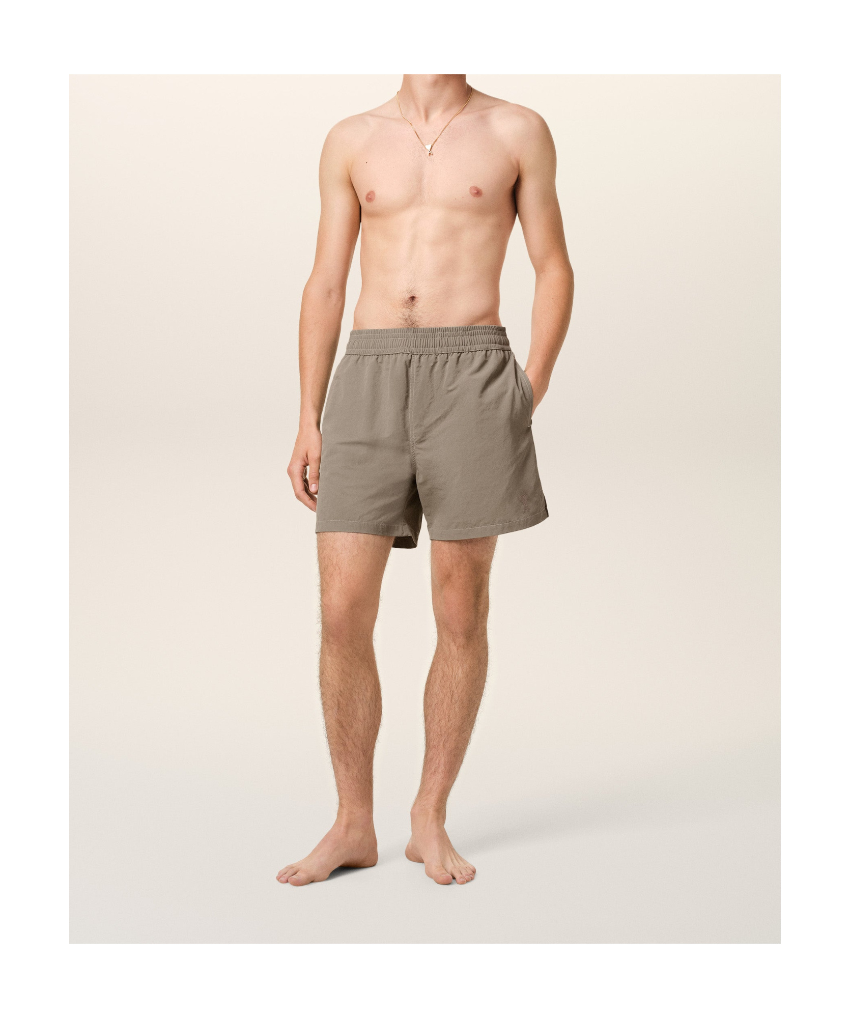 Ami Alexandre Mattiussi Elastic Waist Swimming Trunks In Nude