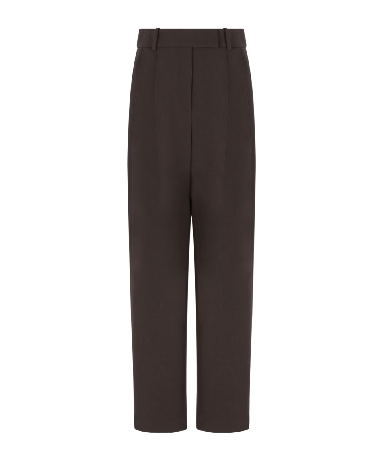 Giorgio Armani Double-pleat Trousers In Stretch Virgin Wool In Brown