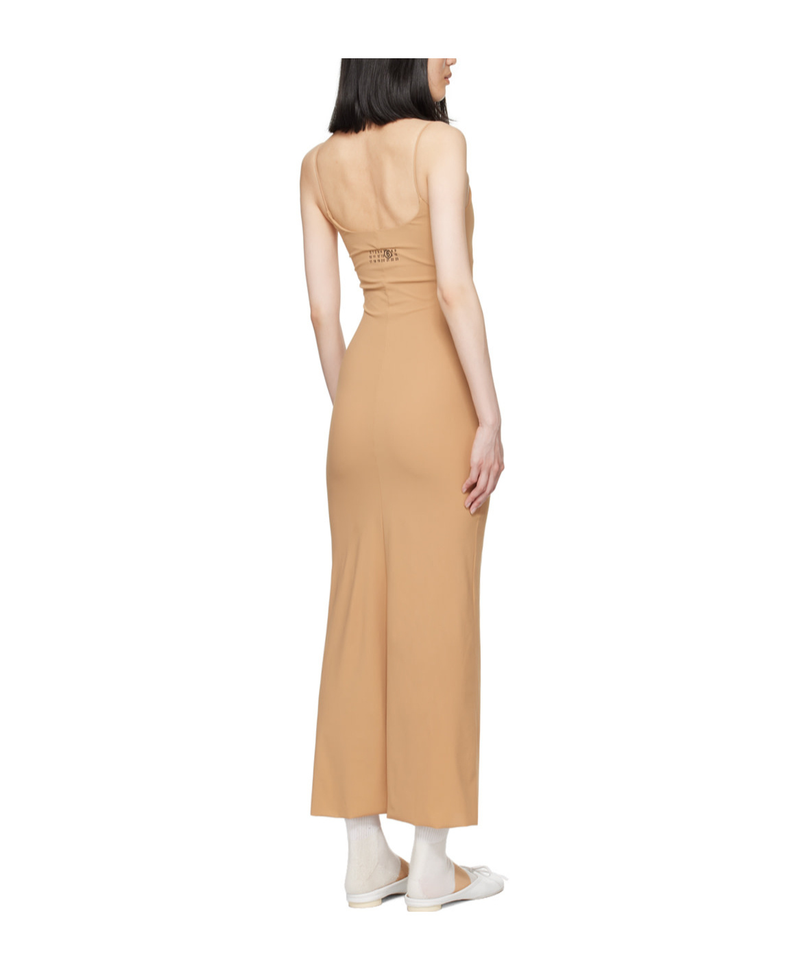 Mm6 Maison Margiela Low Round Neck Dress In Brown