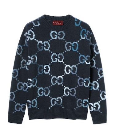 Gucci Sweater With Gg Intarsia In Black