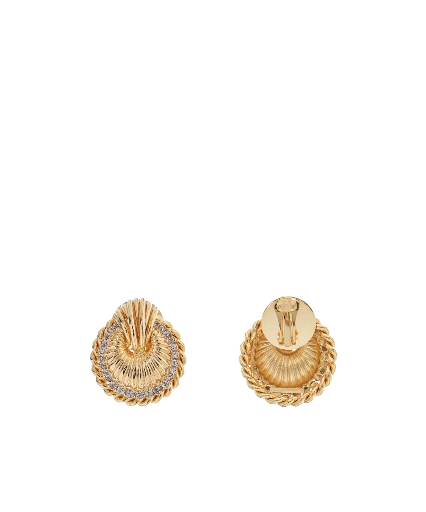 Alessandra Rich Gold Shell Earrings With Crystals In Yellow