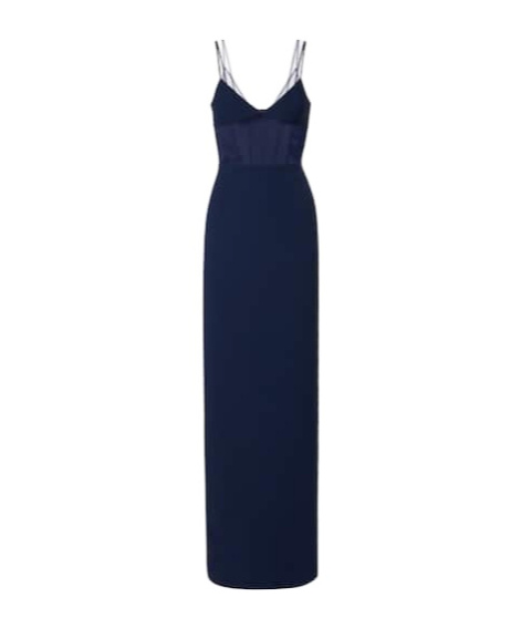 David Koma Tulle-trimmed Bustier Dress In Blue