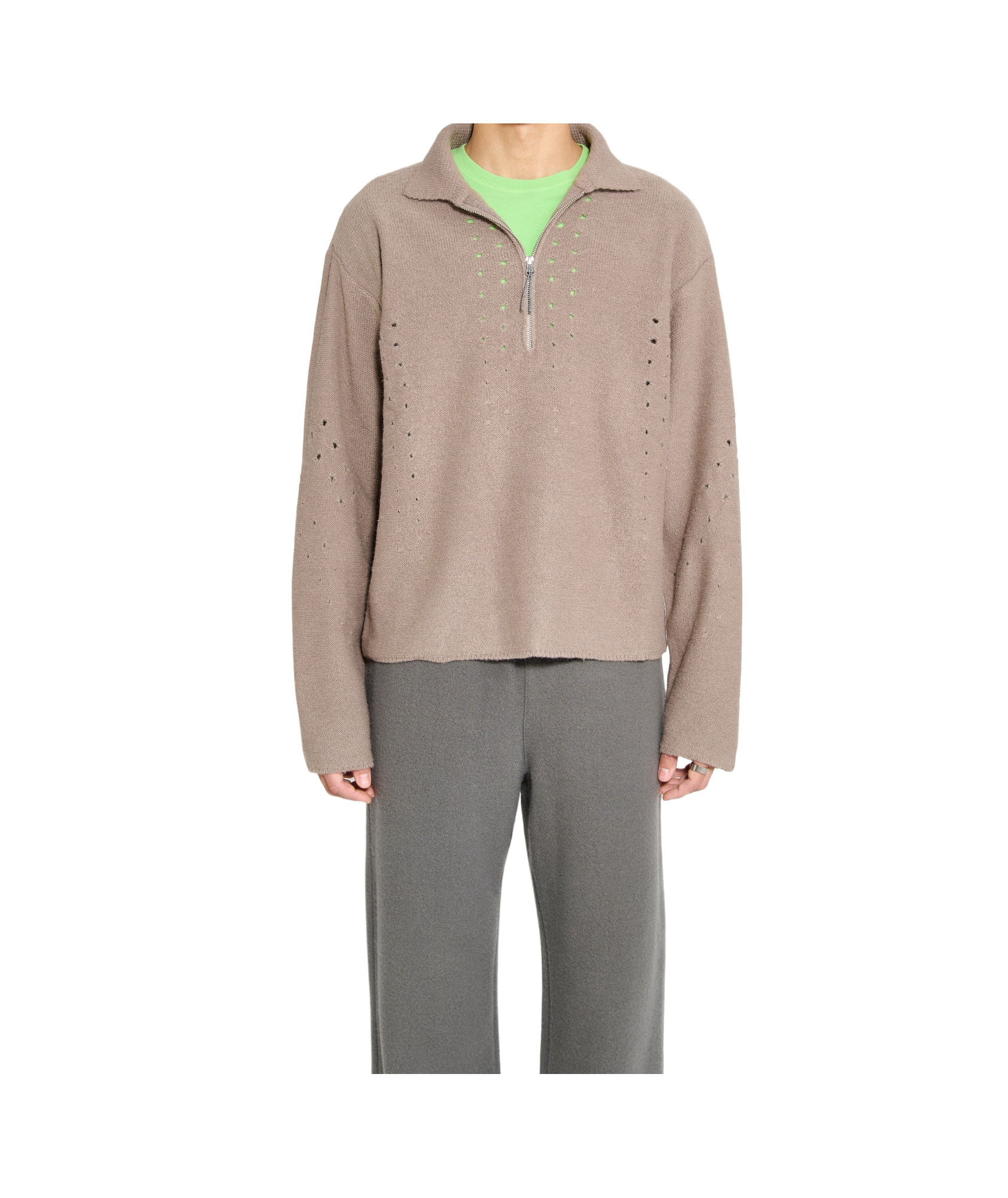 Roa Open-knit Sweater In Neutral