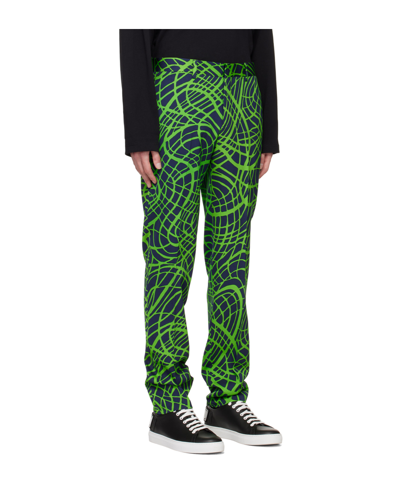 Moschino Wave Line Printed Casual Pants In Green