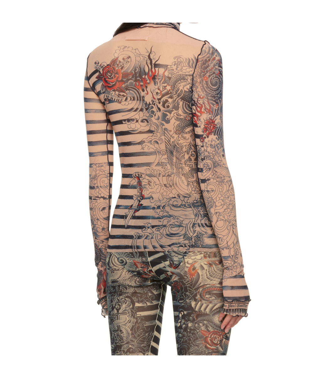 Shop Jean Paul Gaultier Graphic-print Striped Top