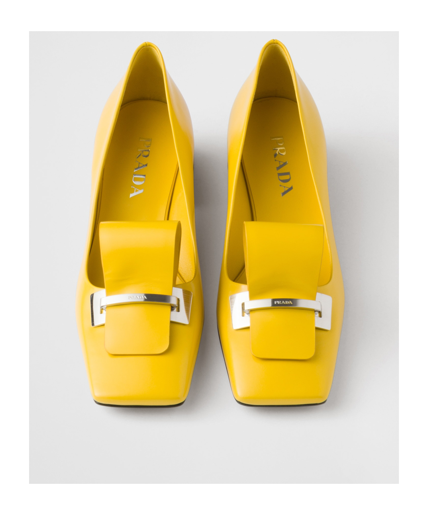 Prada Yelllow Slip On Pumps In Sunshine Yellow