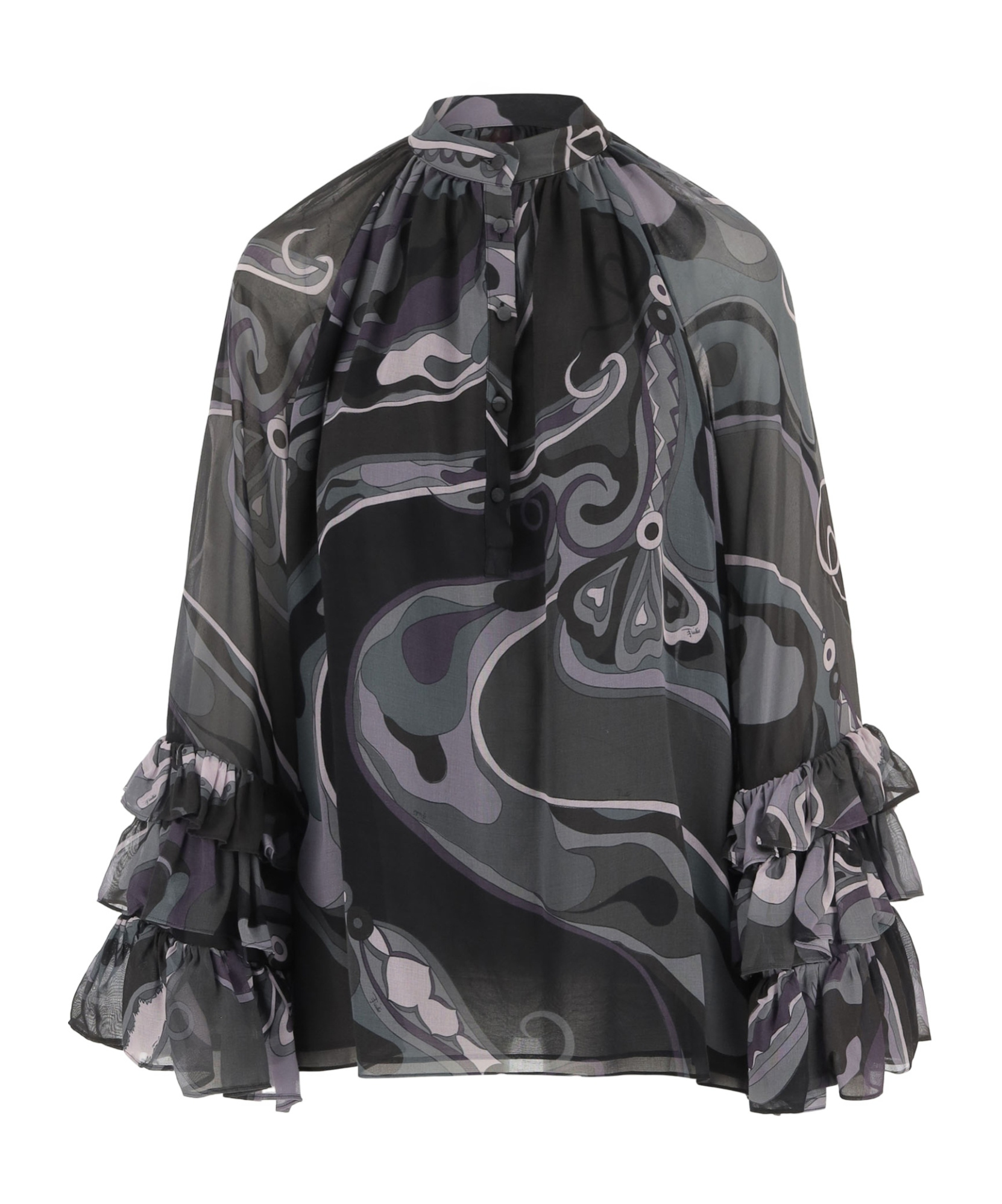 Pucci Abstract-print Ruffled Blouse In Multi