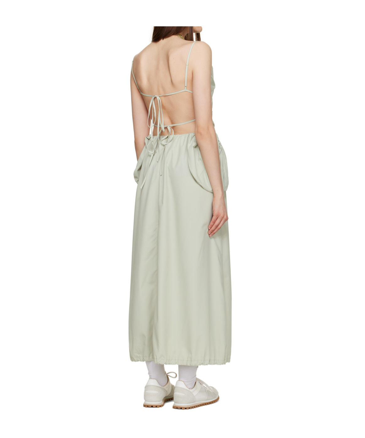 Open Yy Pleated Dress In Green
