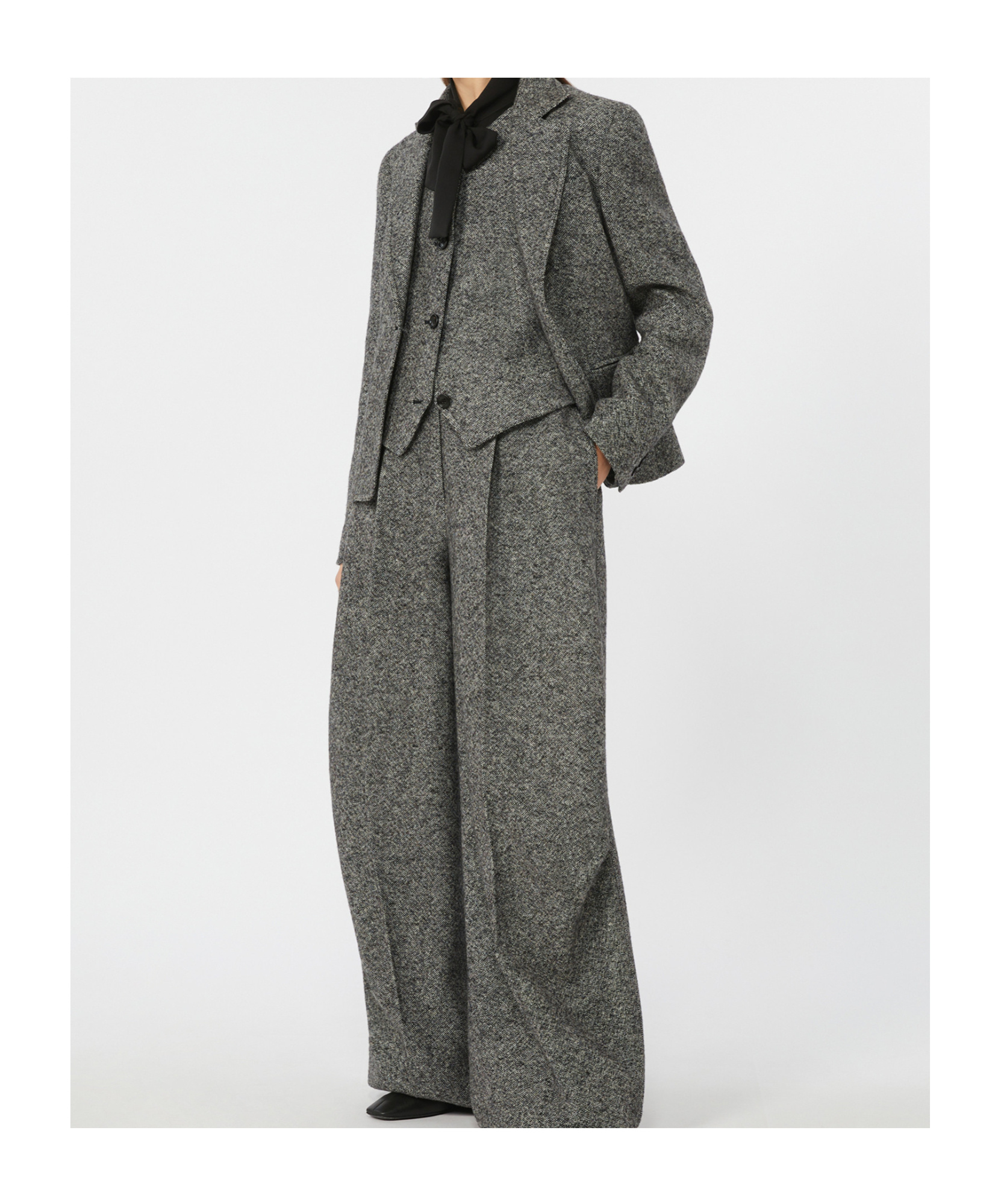 Max Mara Salmone Virgin Wool Blend Blazer In Gray
