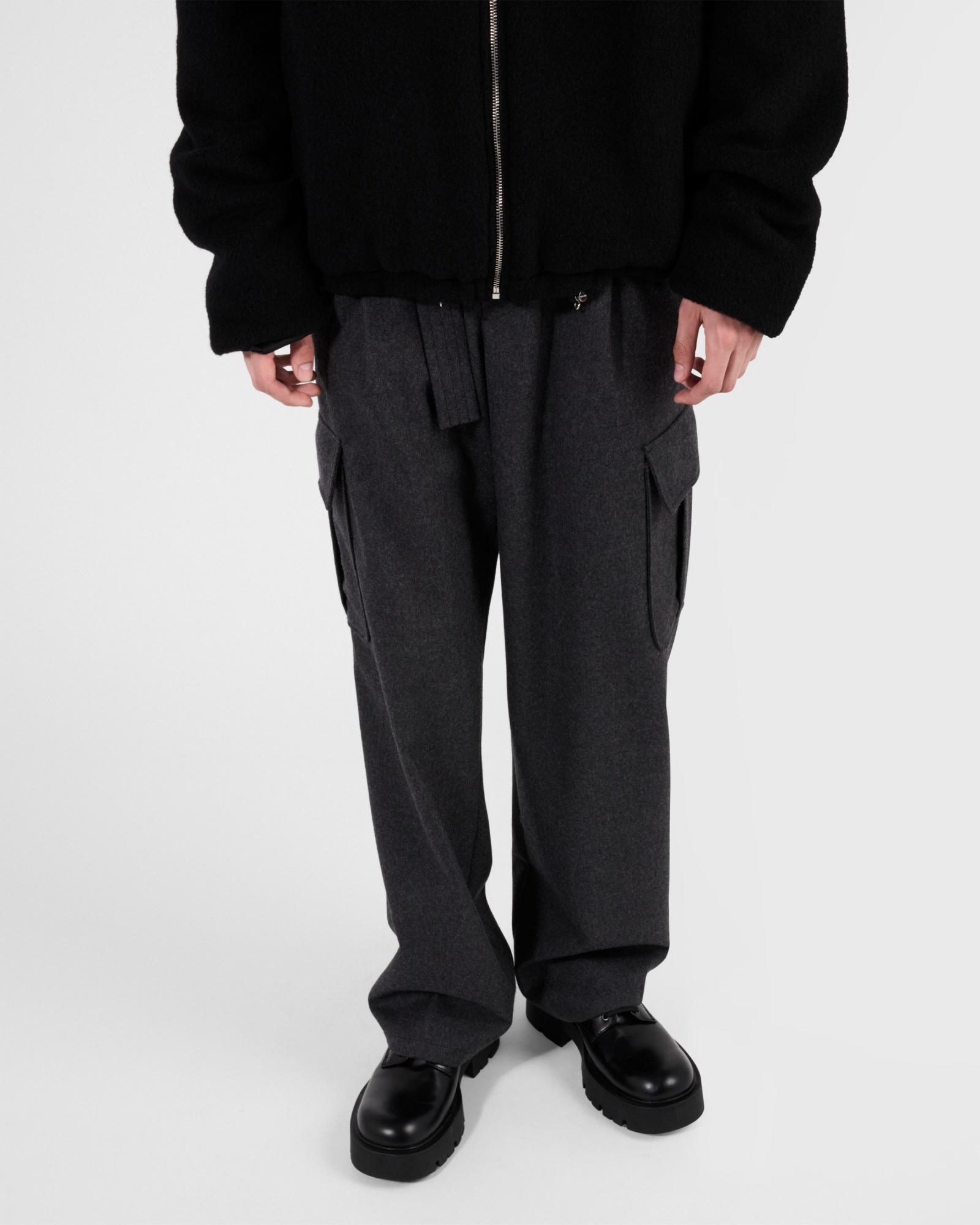 Prada Chunky Sole Leather Derby Shoes In Black