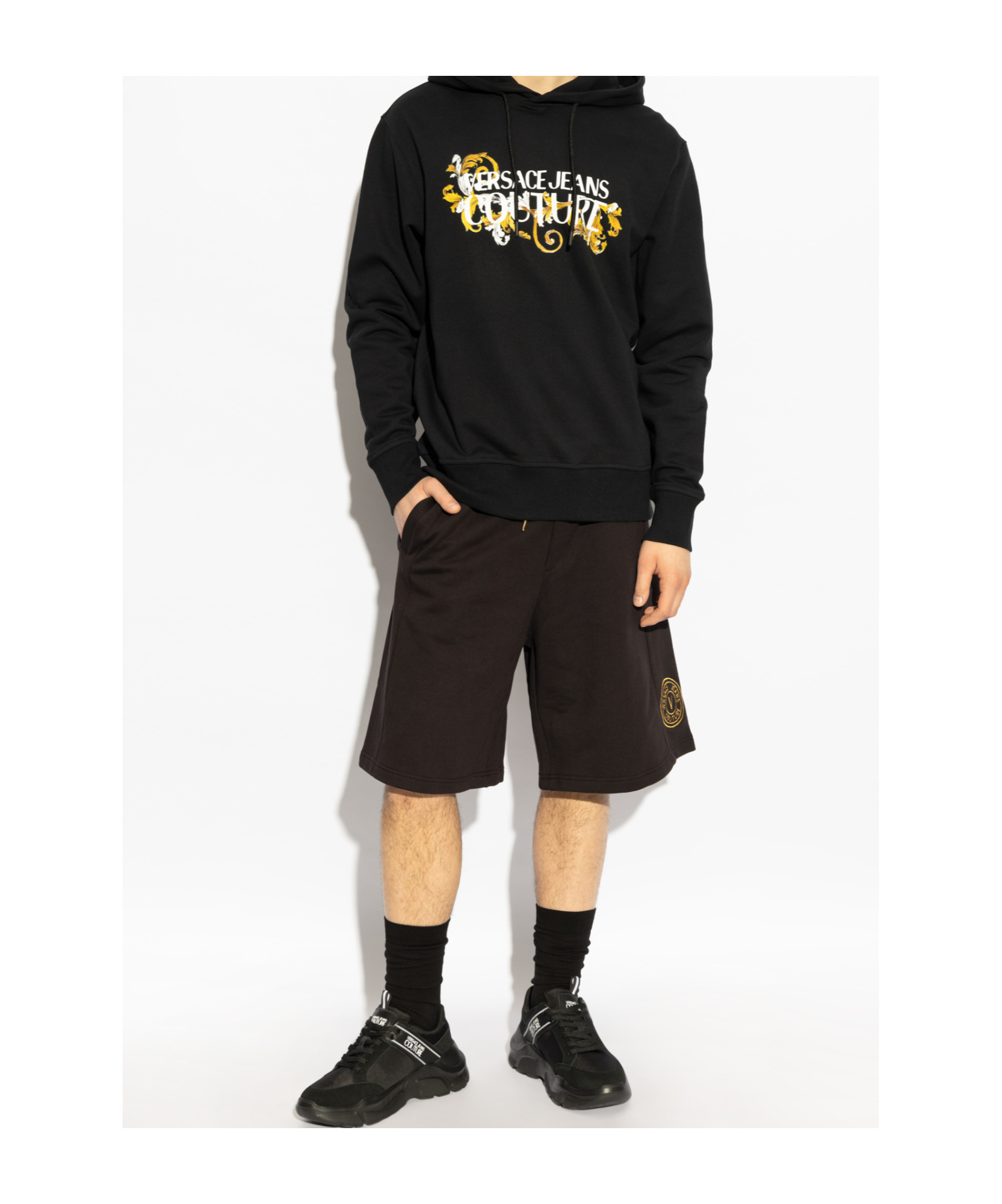 Versace Jeans Elastic Waist Shorts In Black