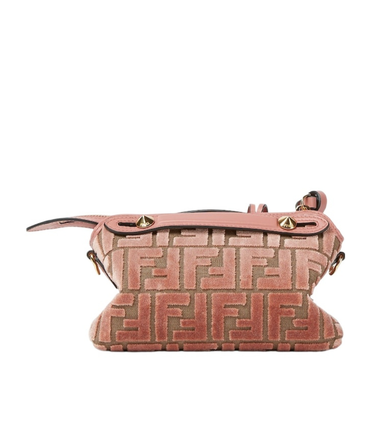 Fendi By The Way Soft Mini Ff Jacquard Velvet And Leather Shoulder Bag In Pink