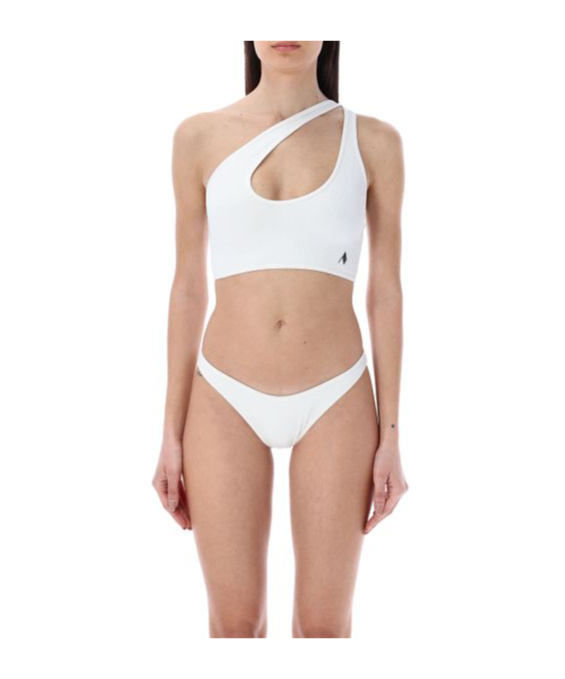 Attico Logo-embroidered Ribbed Bikini In White