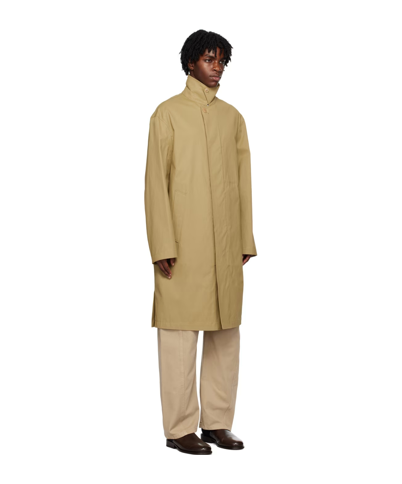 Lemaire Button Long-sleeved Coat In Nude
