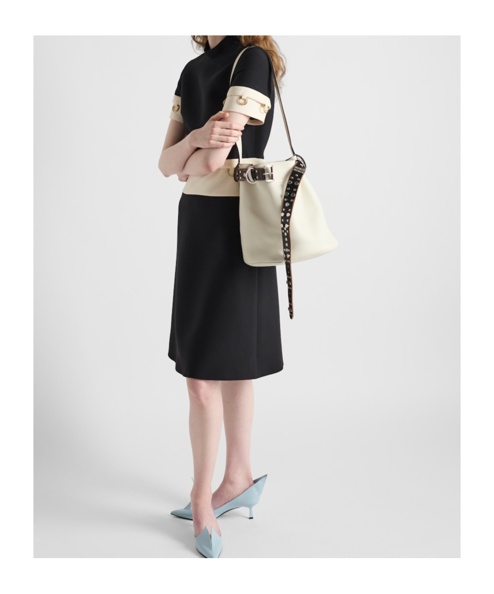 Prada Buckle Bucket Bag In Gray