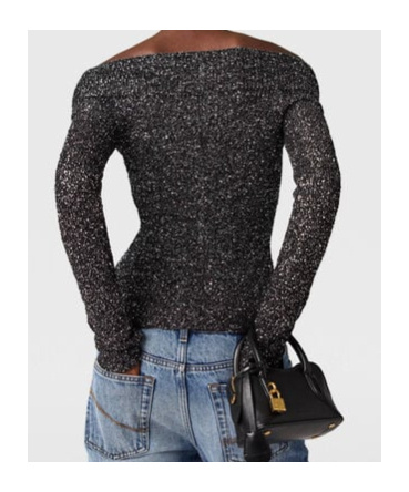 Stella Mccartney Long-sleeve Sparklinh Top With Sequins In Gray