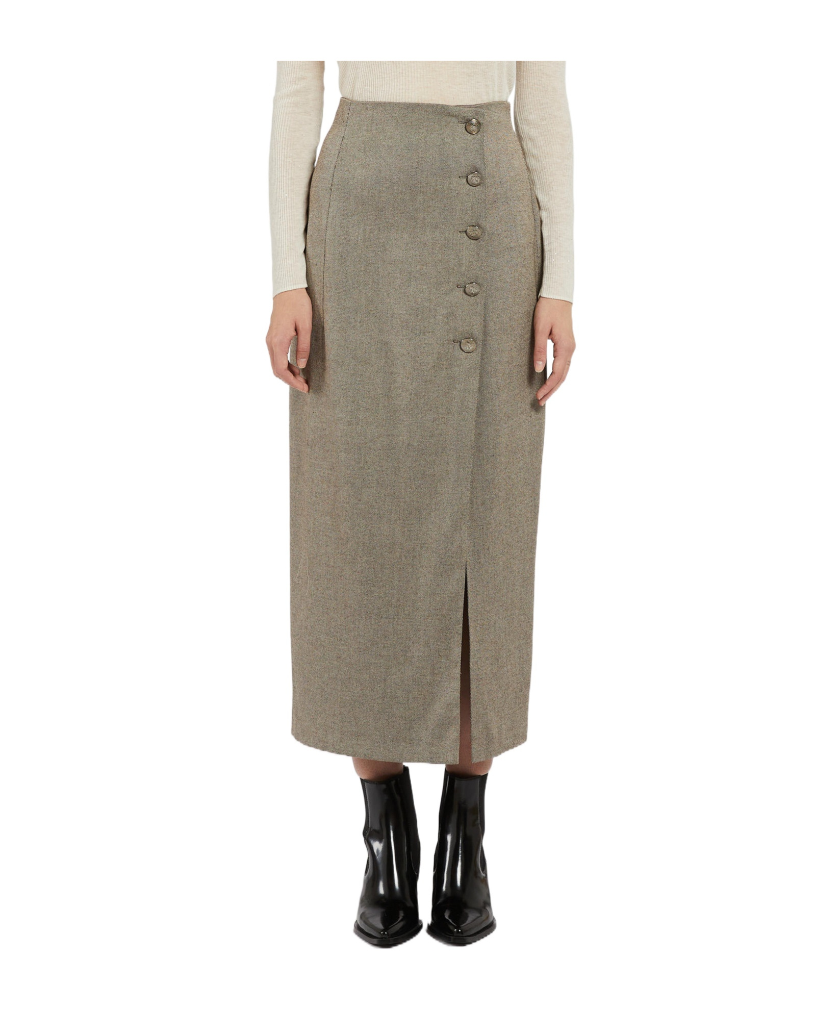 Marella Skirt With Slit Hem In Gray