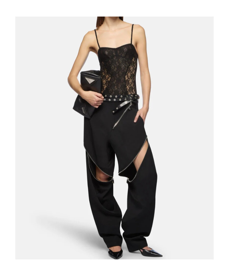 Attico The  Lace Bodysuit In Black