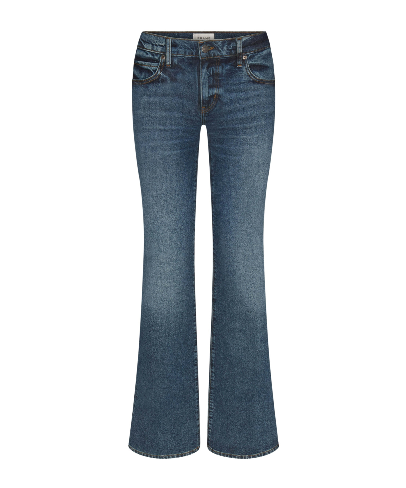 Frame Low-rise Flared Jeans In Blue