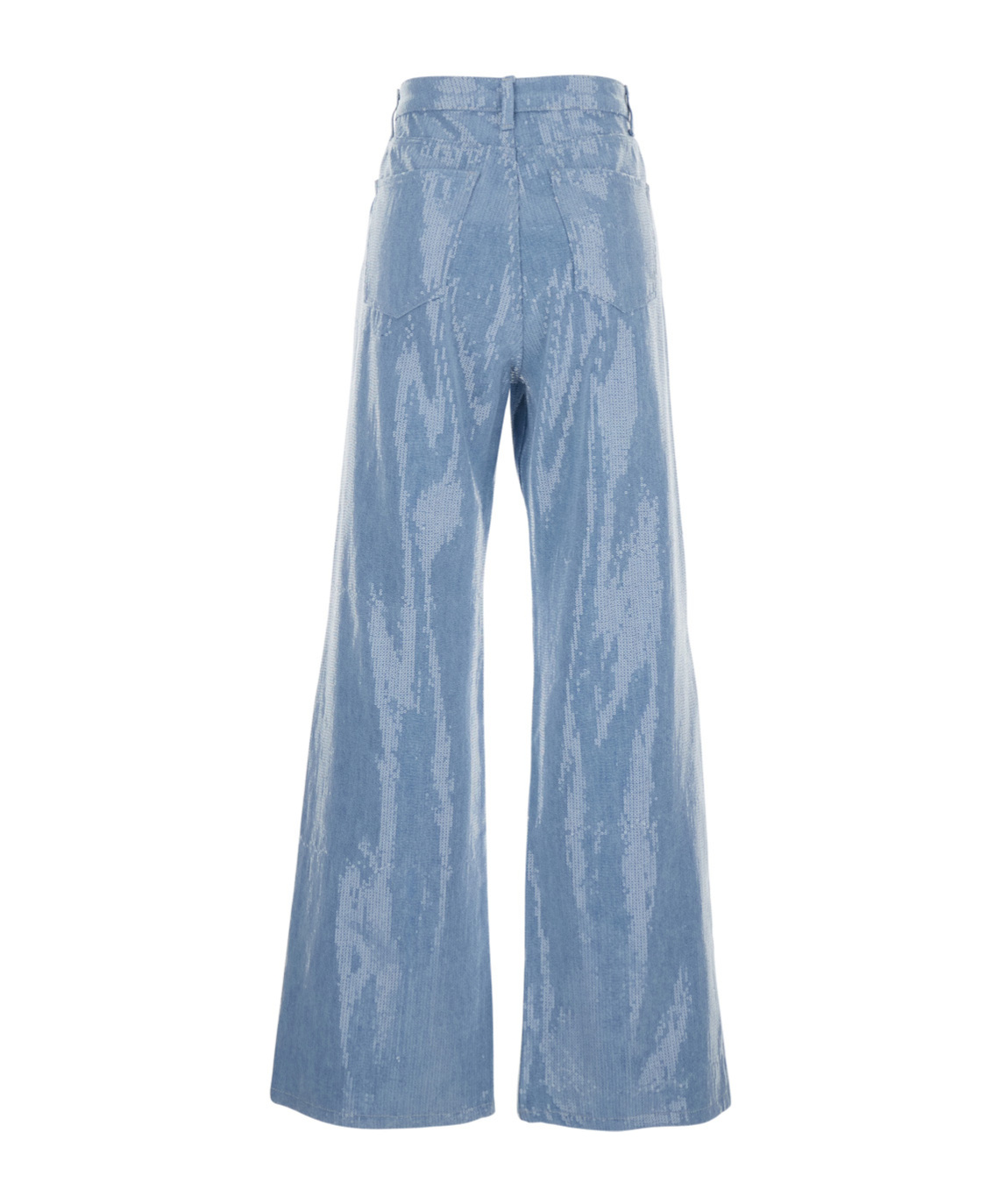 Federica Tosi Light Blue Five-pocket Jeans With All-over Sequins In Fabric Woman In Blue